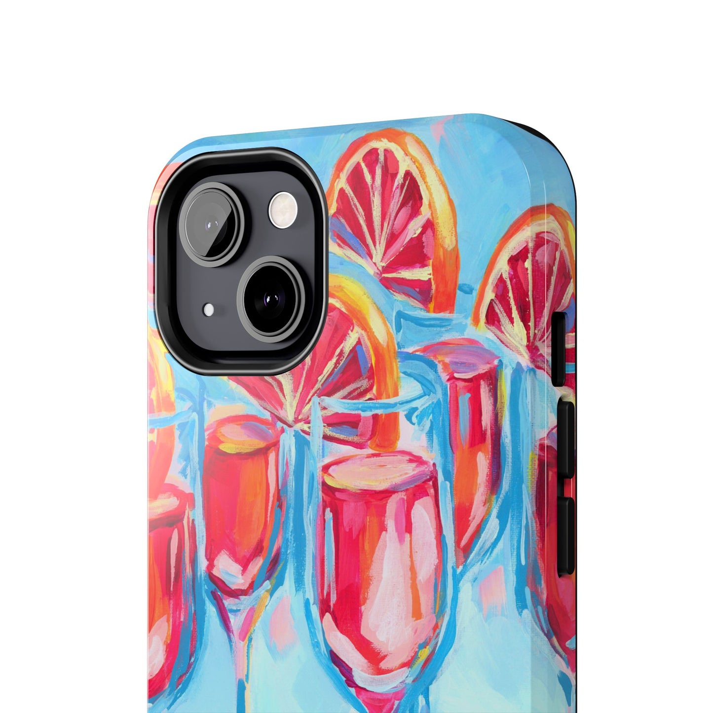 Pink Blood Orange Mimosas Blue Champagne Flute Acrylic Tough Phone Case | Various Models Available