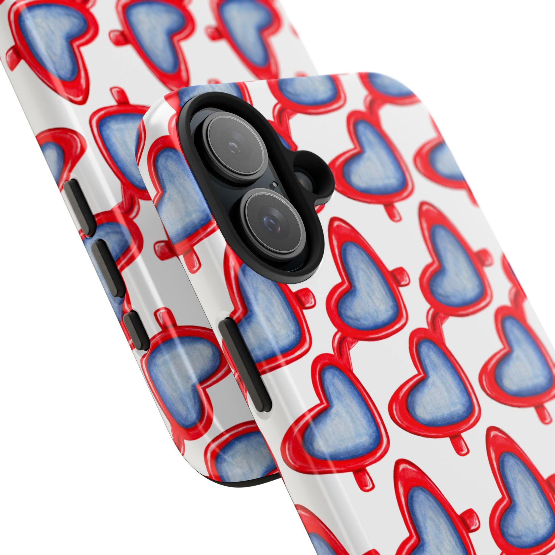 Red Heart Shaped Sunglasses Watercolor Illustrated Tough Phone Case | Various Models