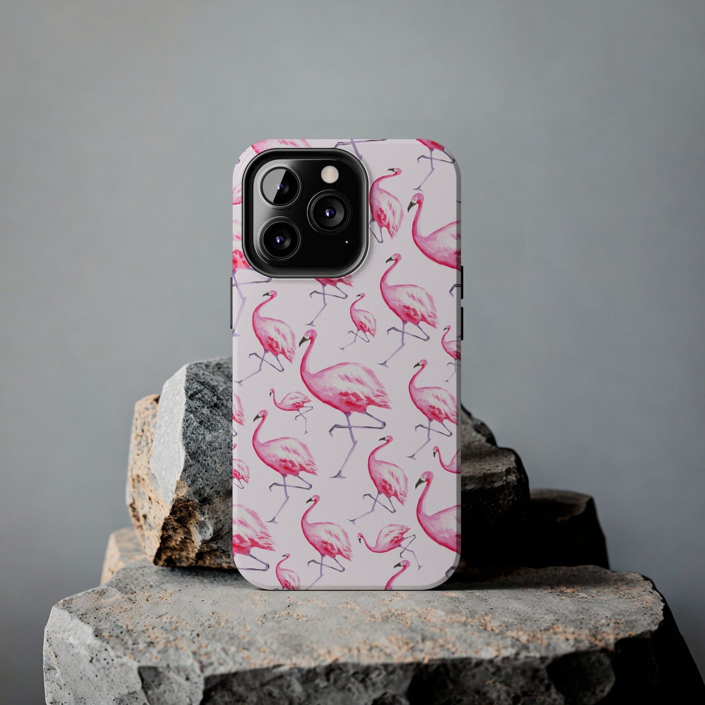 Pink Flamingos Watercolor Illustrated Tossed Pattern Blush Phone Case | Various Models