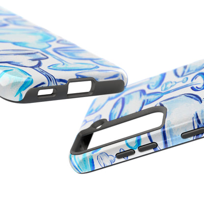 Coastal Shades of Blue Watercolor Margaritas Tough Phone Case | Various Models Available