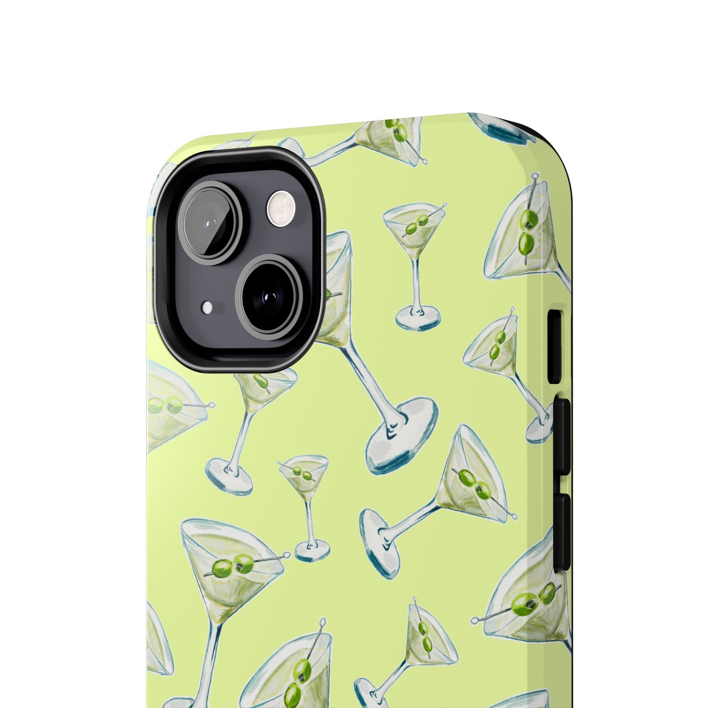 Watercolor Blue and Green Martinis Tossed Illustrated Pattern Yellow Tough Phone Case | Various Models