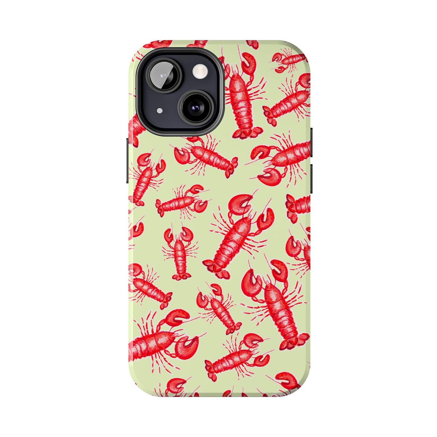 Red Lobster Watercolor Illustrated Tossed Pattern Light Yellow Tough Phone Case | Various Models