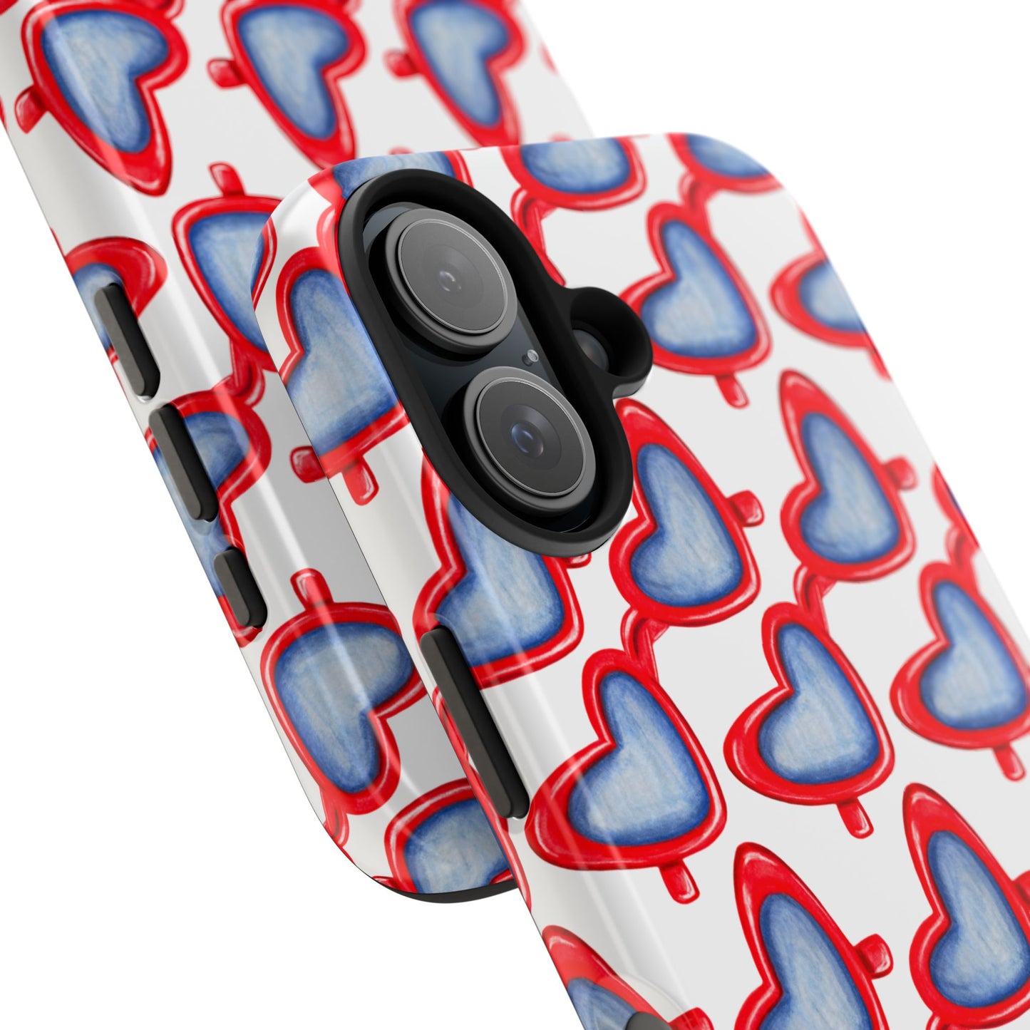 Red Heart Shaped Sunglasses Watercolor Illustrated Tough Phone Case | Various Models