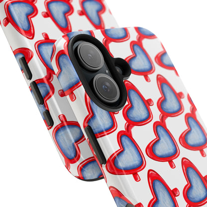 Red Heart Shaped Sunglasses Watercolor Illustrated Tough Phone Case | Various Models