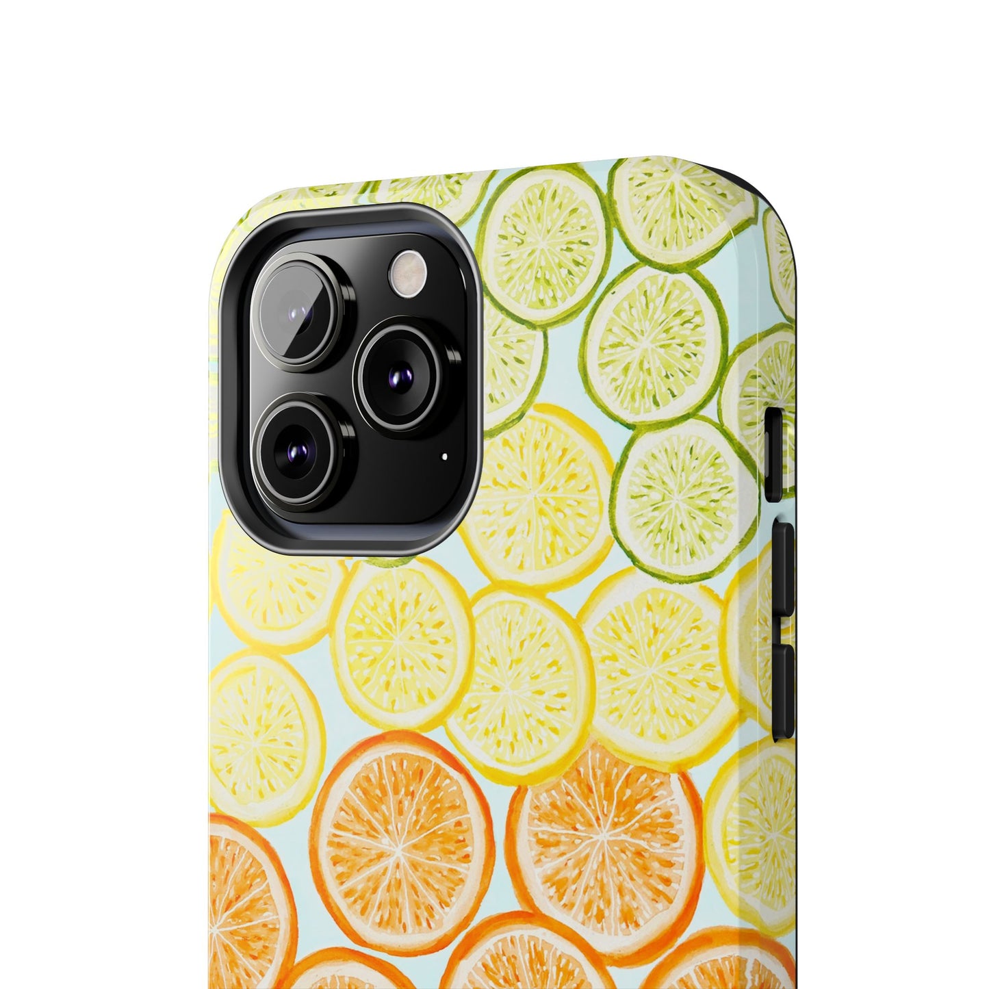 Ombré Citrus Grapefruit, Oranges, Lemons, & Limes Watercolor Illustrated Light Blue Tough Phone Case | Various Models Available
