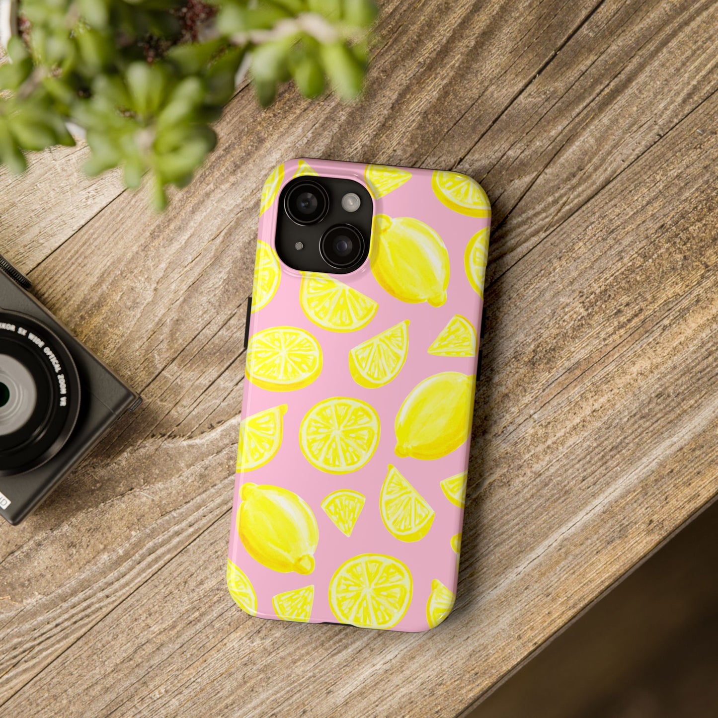 Bright Yellow Lemons Watercolor Illustrated Tossed Pattern Light Pink Tough Phone Case | Various Models