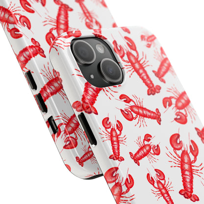 Watercolor Red Lobster Coastal Illustrated Patterned Tough Phone Case | Various Models