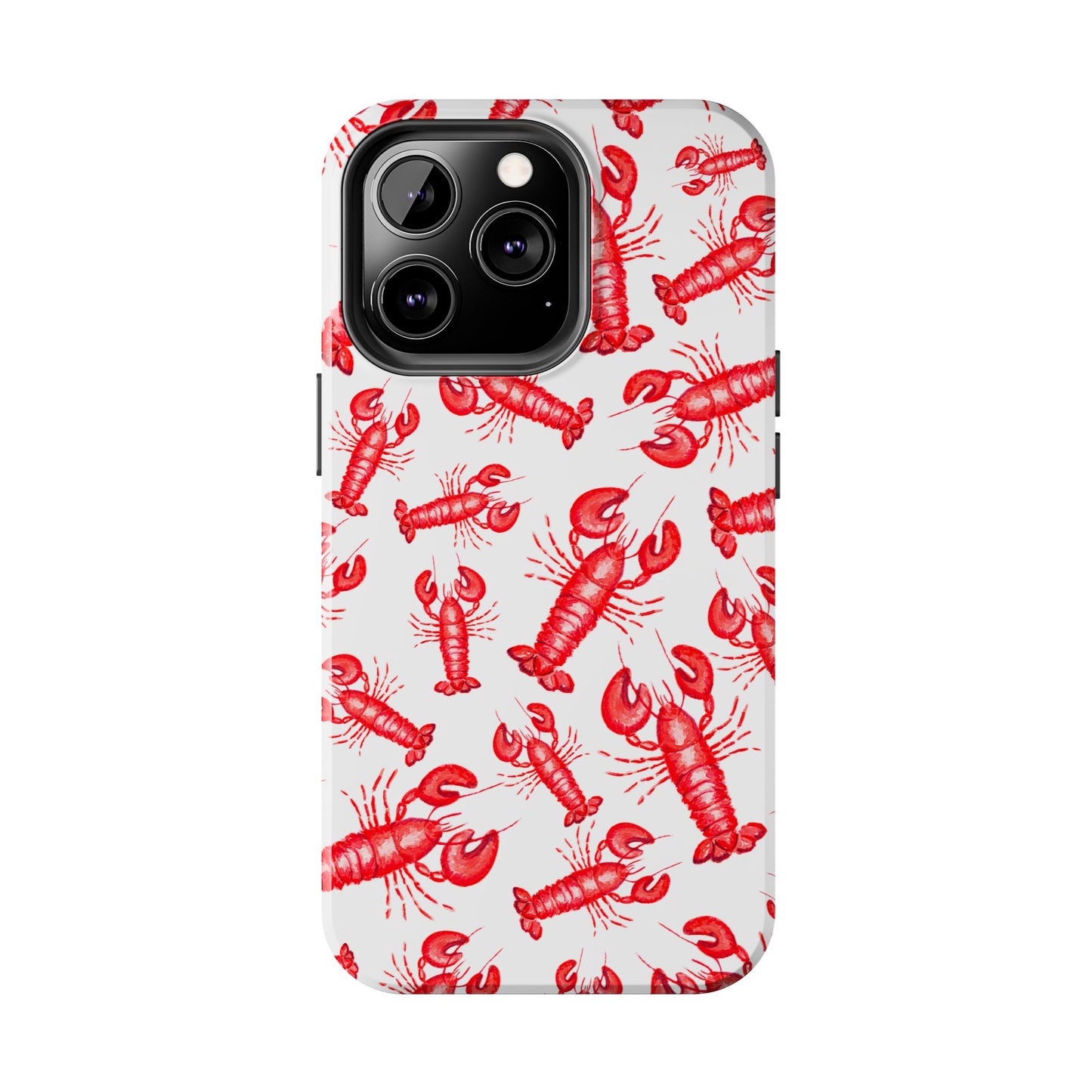 Watercolor Red Lobster Coastal Illustrated Patterned Tough Phone Case | Various Models