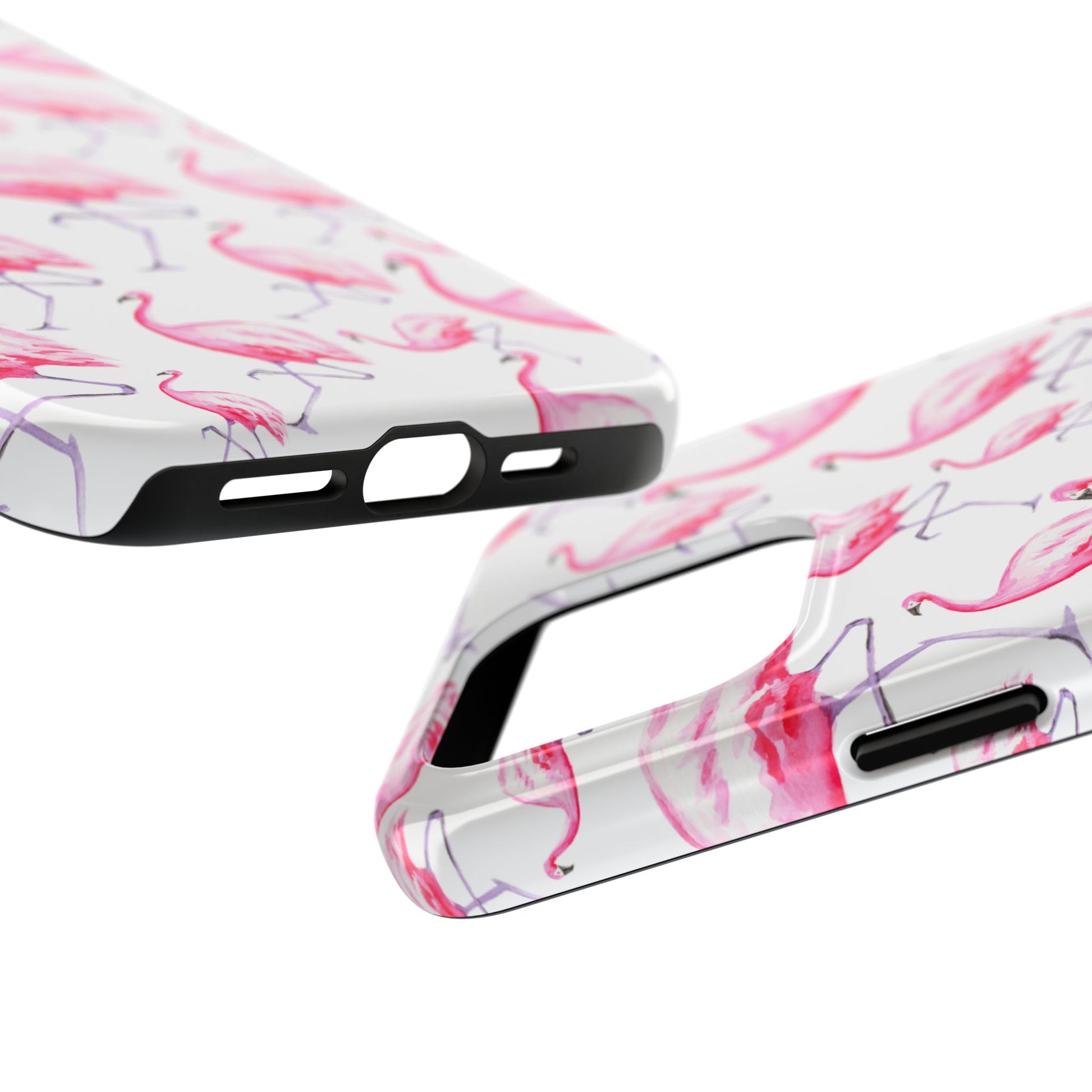 Hot Pink Flamingos Watercolor Illustrated Tossed Pattern Phone Case | Various Models