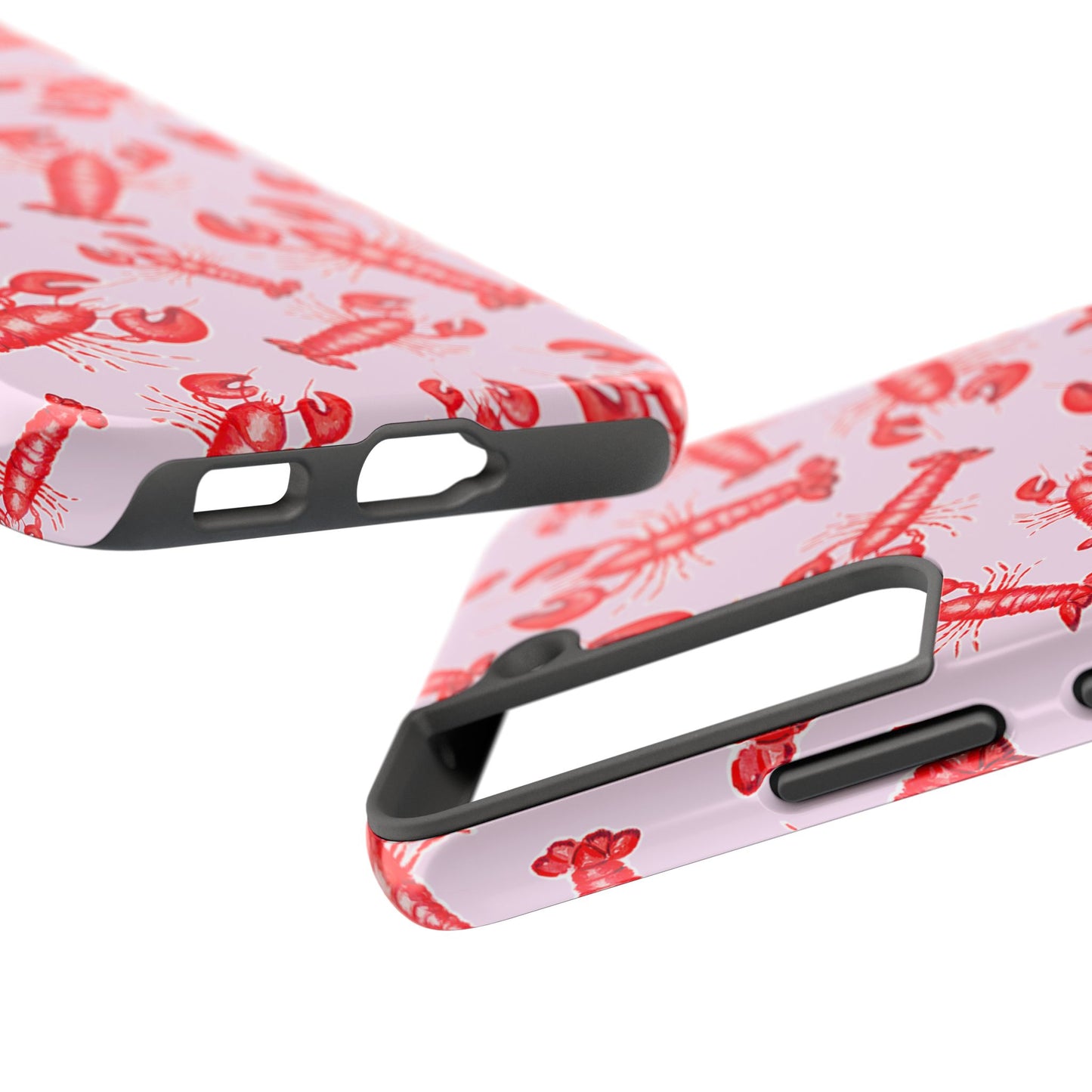 Red Lobster Watercolor Illustrated Tossed Pattern Light Pink Coastal Nautical Tough Phone Case | Various Models