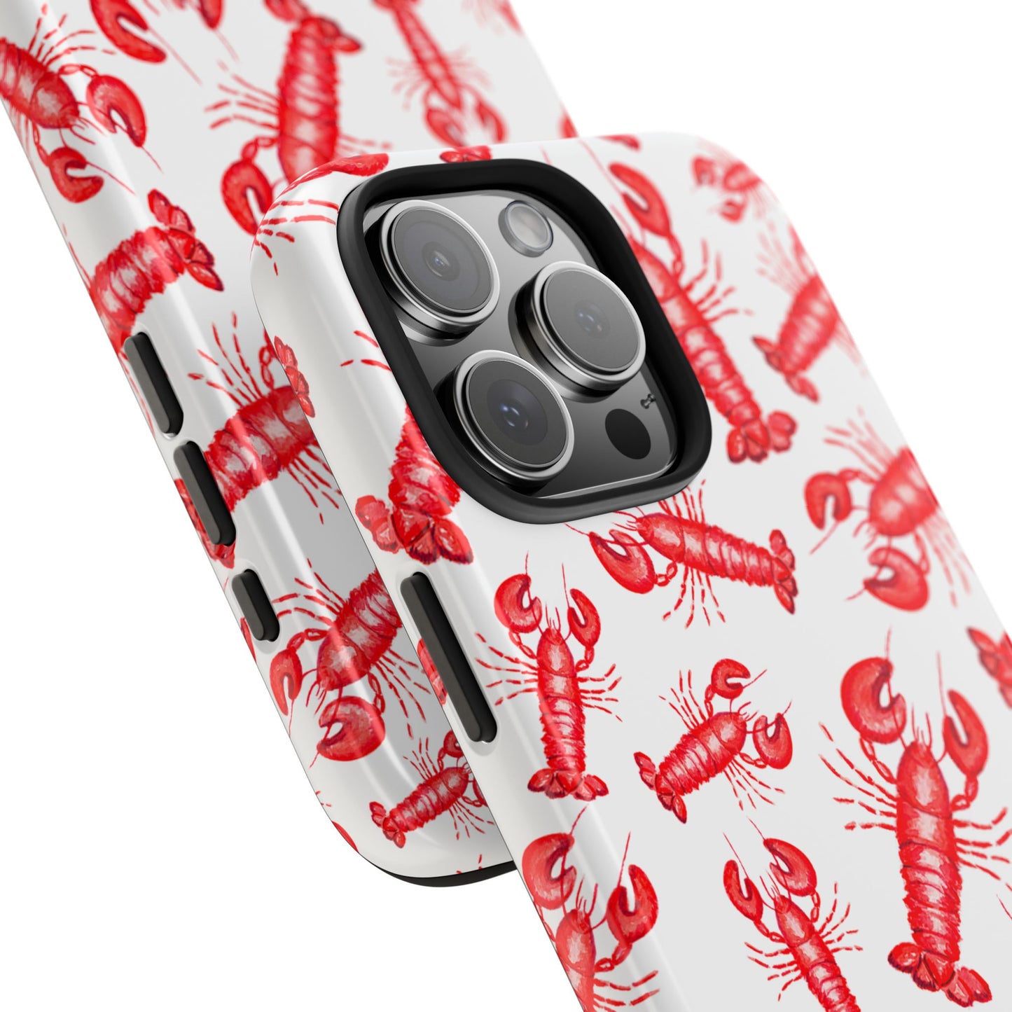 Watercolor Red Lobster Coastal Illustrated Patterned Tough Phone Case | Various Models