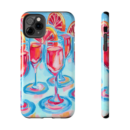 Pink Blood Orange Mimosas Blue Champagne Flute Acrylic Tough Phone Case | Various Models Available