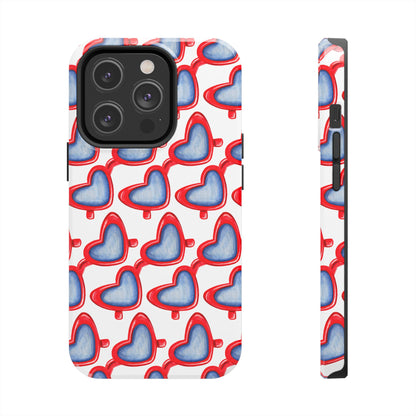 Red Heart Shaped Sunglasses Watercolor Illustrated Tough Phone Case | Various Models iPhone 14 Pro