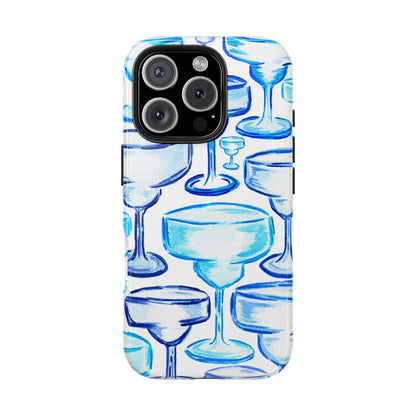 Coastal Shades of Blue Watercolor Margaritas Tough Phone Case | Various Models Available iPhone 16 Pro