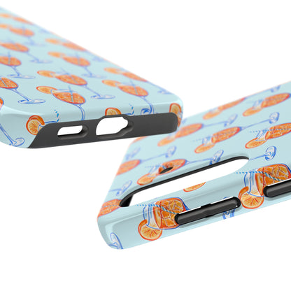 Orange & Blue Aperol Spritz Watercolor Pattern Turquoise Phone Case | Various Models