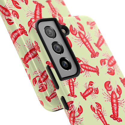 Red Lobster Watercolor Illustrated Tossed Pattern Light Yellow Tough Phone Case | Various Models