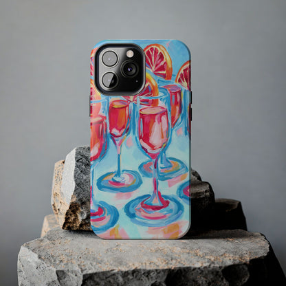 Pink Blood Orange Mimosas Blue Champagne Flute Acrylic Tough Phone Case | Various Models Available