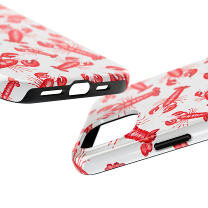 Watercolor Red Lobster Coastal Illustrated Patterned Tough Phone Case | Various Models