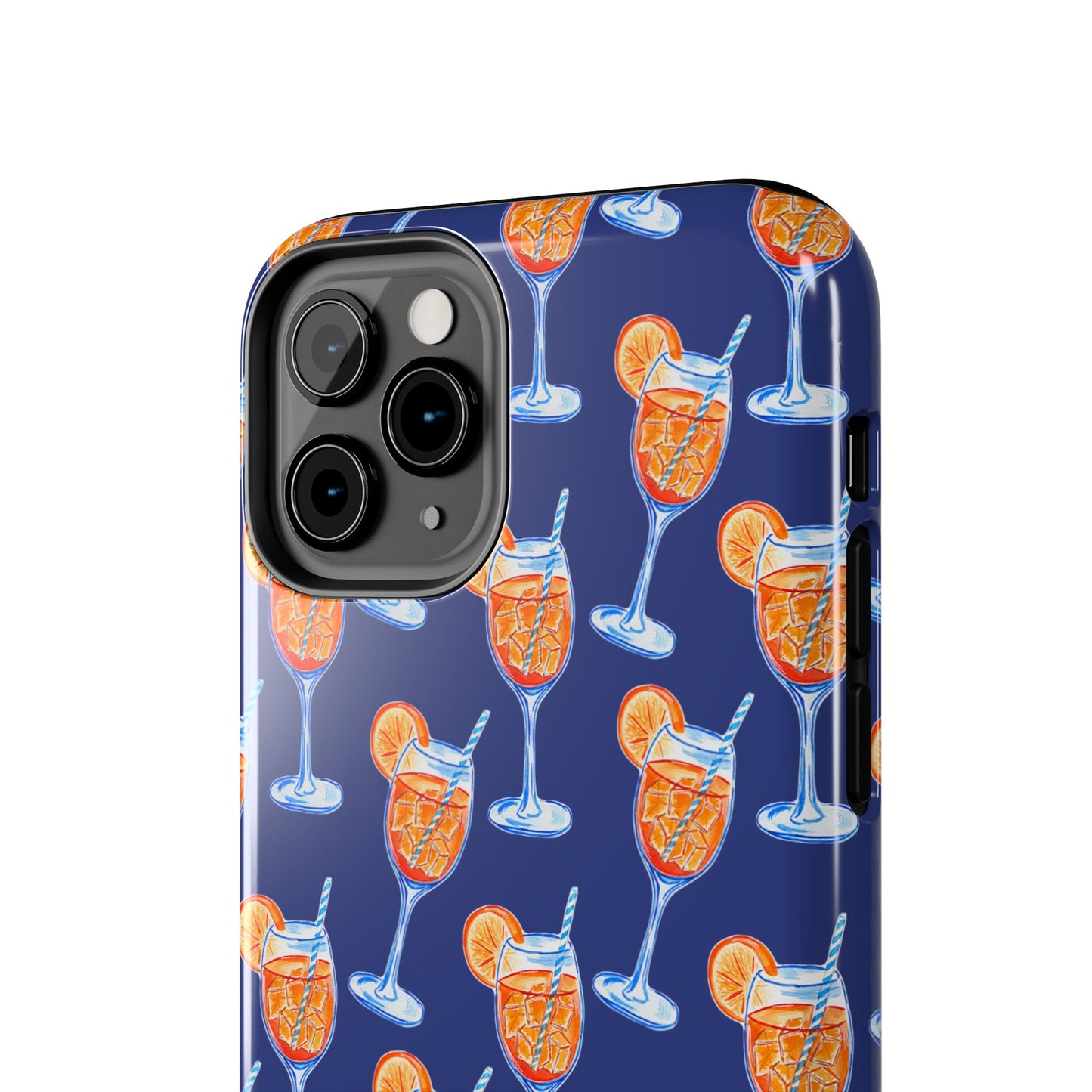 Orange & Blue Aperol Spritz Watercolor Pattern Navy Tough Case | Various Models