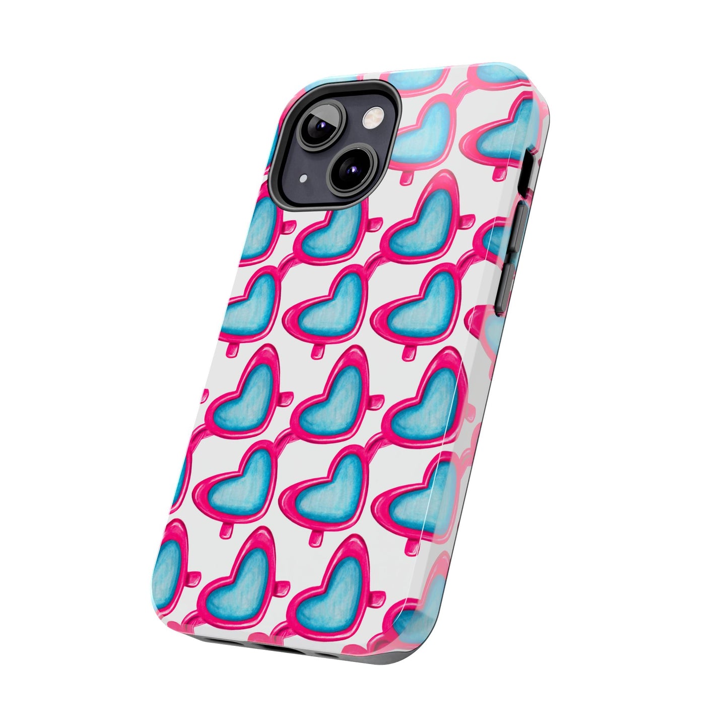 Pink Heart Shaped Sunglasses Watercolor Illustrated Tough Phone Case | Various Models