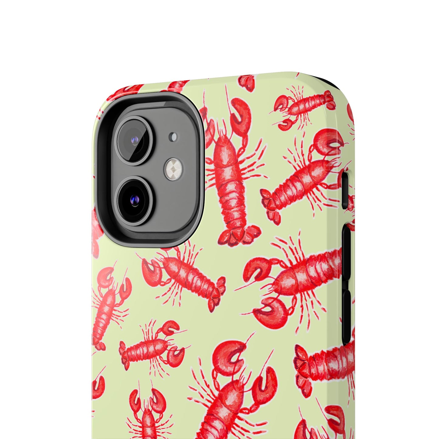 Red Lobster Watercolor Illustrated Tossed Pattern Light Yellow Tough Phone Case | Various Models