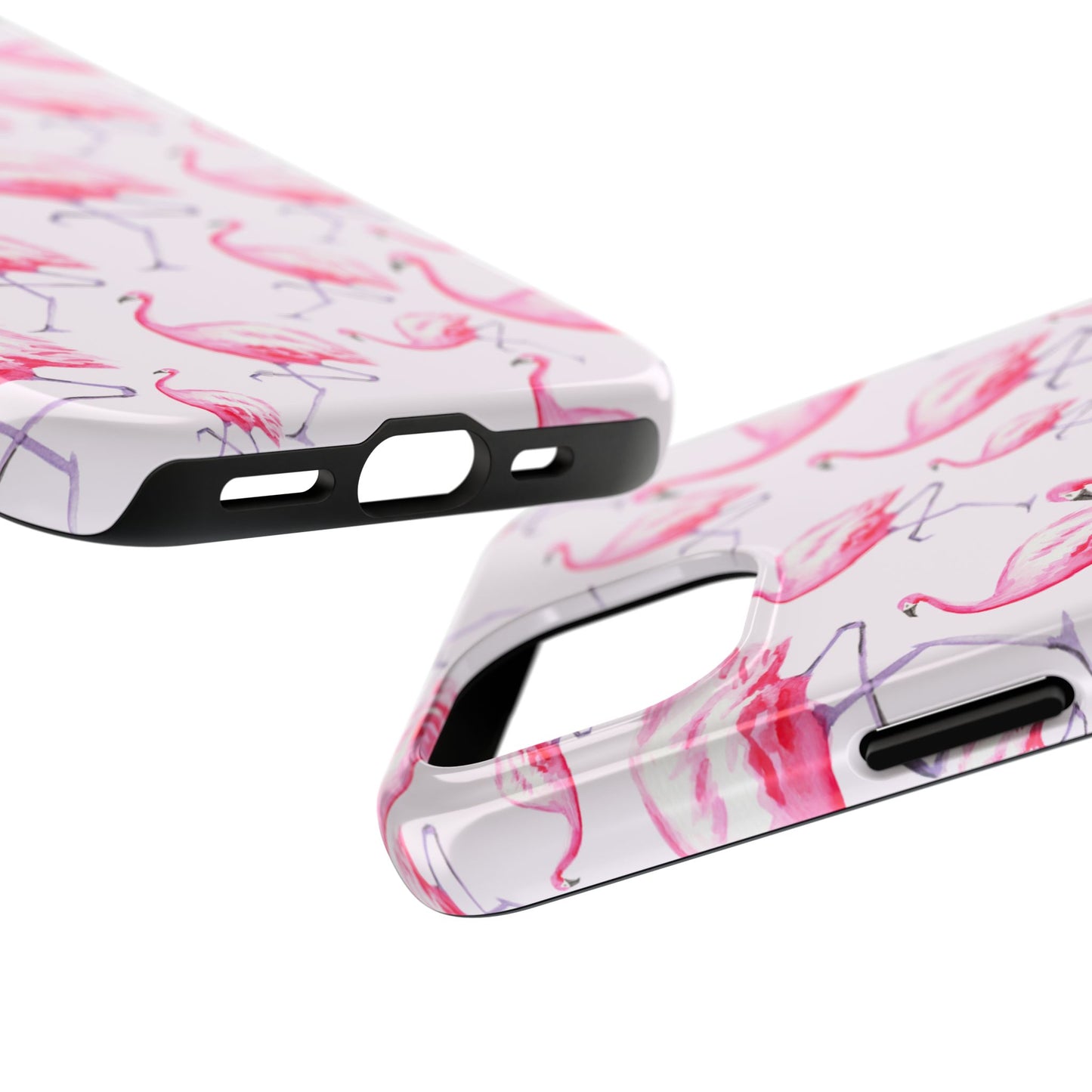 Pink Flamingos Watercolor Illustrated Tossed Pattern Blush Phone Case | Various Models