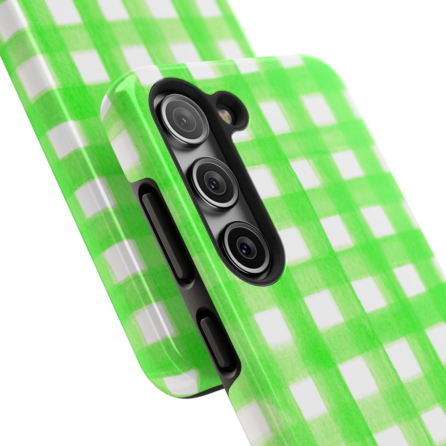 Lime Green Gingham Watercolor Illustrated Tough Phone Case | Various Models Available