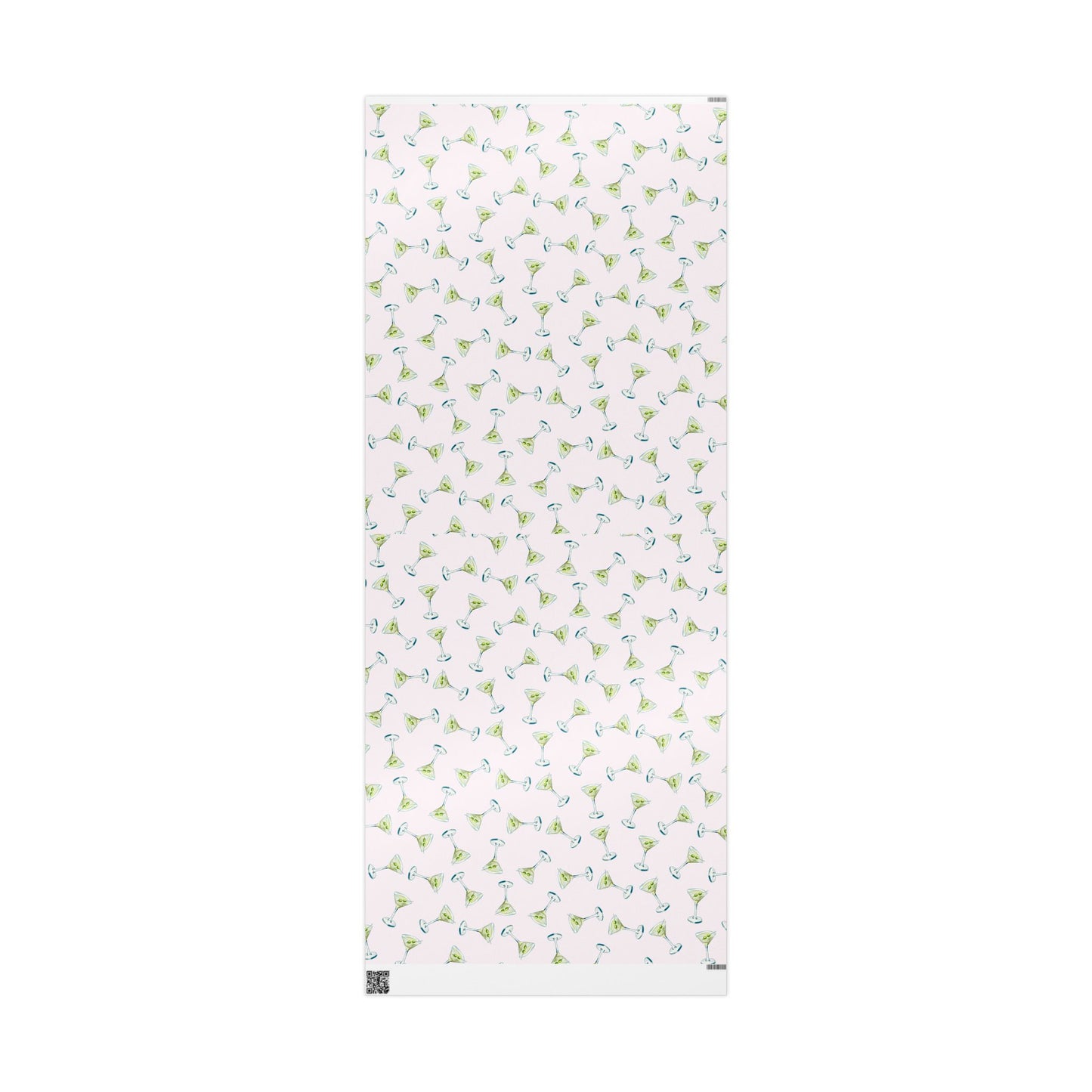 Gift Wrap | Blush Pink Watercolor Martini Tossed Pattern | Matte or Glossy 30" x 72" Glossy