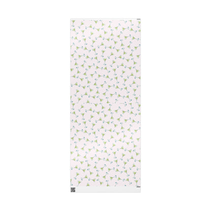 Gift Wrap | Blush Pink Watercolor Martini Tossed Pattern | Matte or Glossy 30" x 72" Glossy