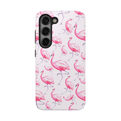 Pink Flamingos Watercolor Illustrated Tossed Pattern Blush Phone Case | Various Models Samsung Galaxy S23