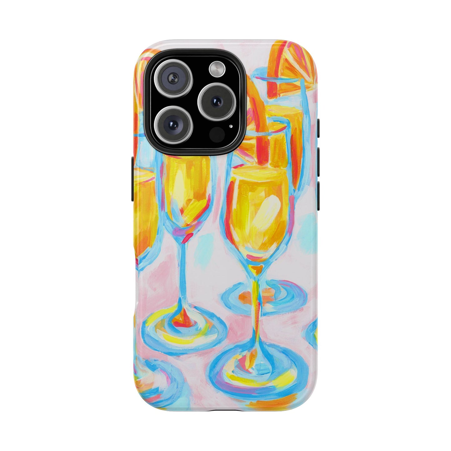 Pink Orange Mimosas Blue Champagne Flutes Abstract Acrylic Tough Phone Case | Various Models