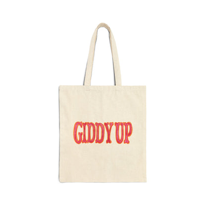 Canvas Tote | Giddy Up Hot Pink and Orange Farmers Market Tote | Bachelorette Western Preppy Gift | Coastal Cowgirl Howdy Natural 15" x 16"