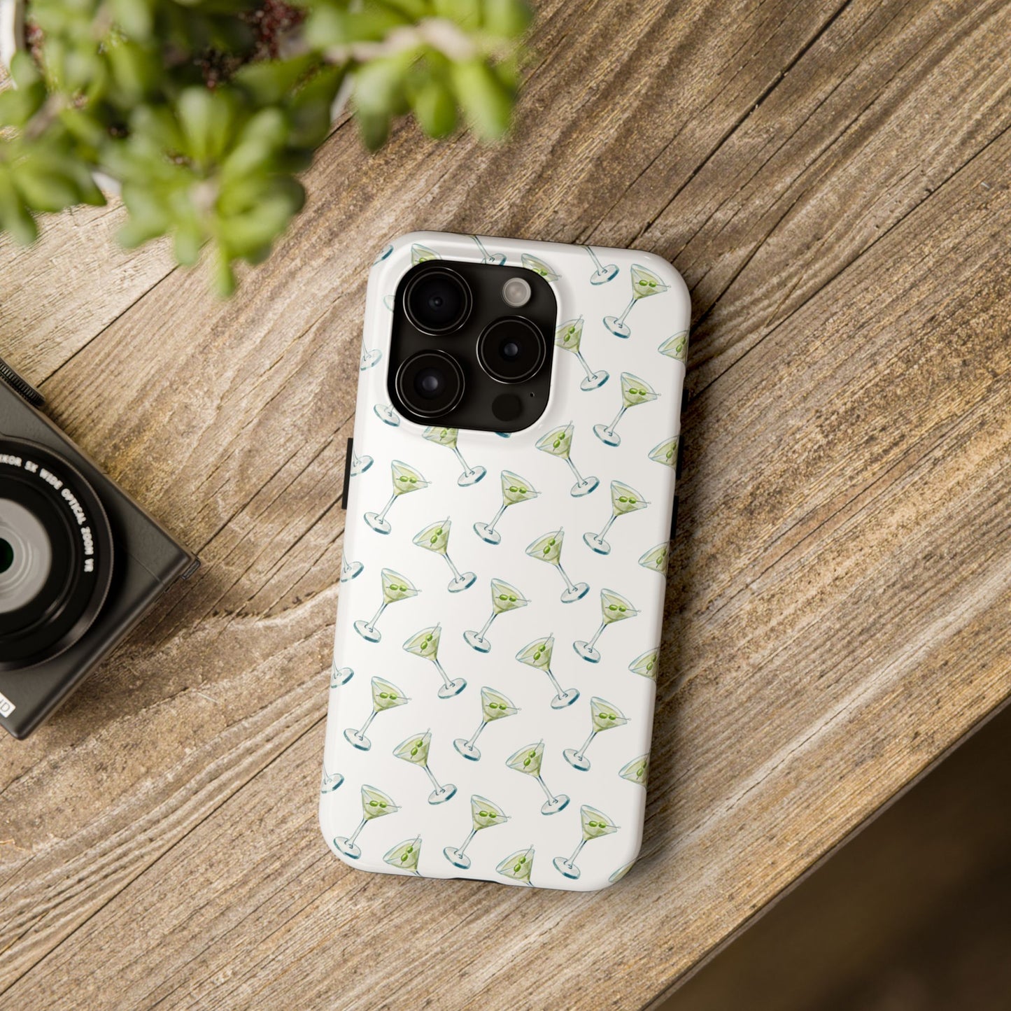 Martini Watercolor Illustrated Tossed Pattern Tough Phone Case | Various Models Available
