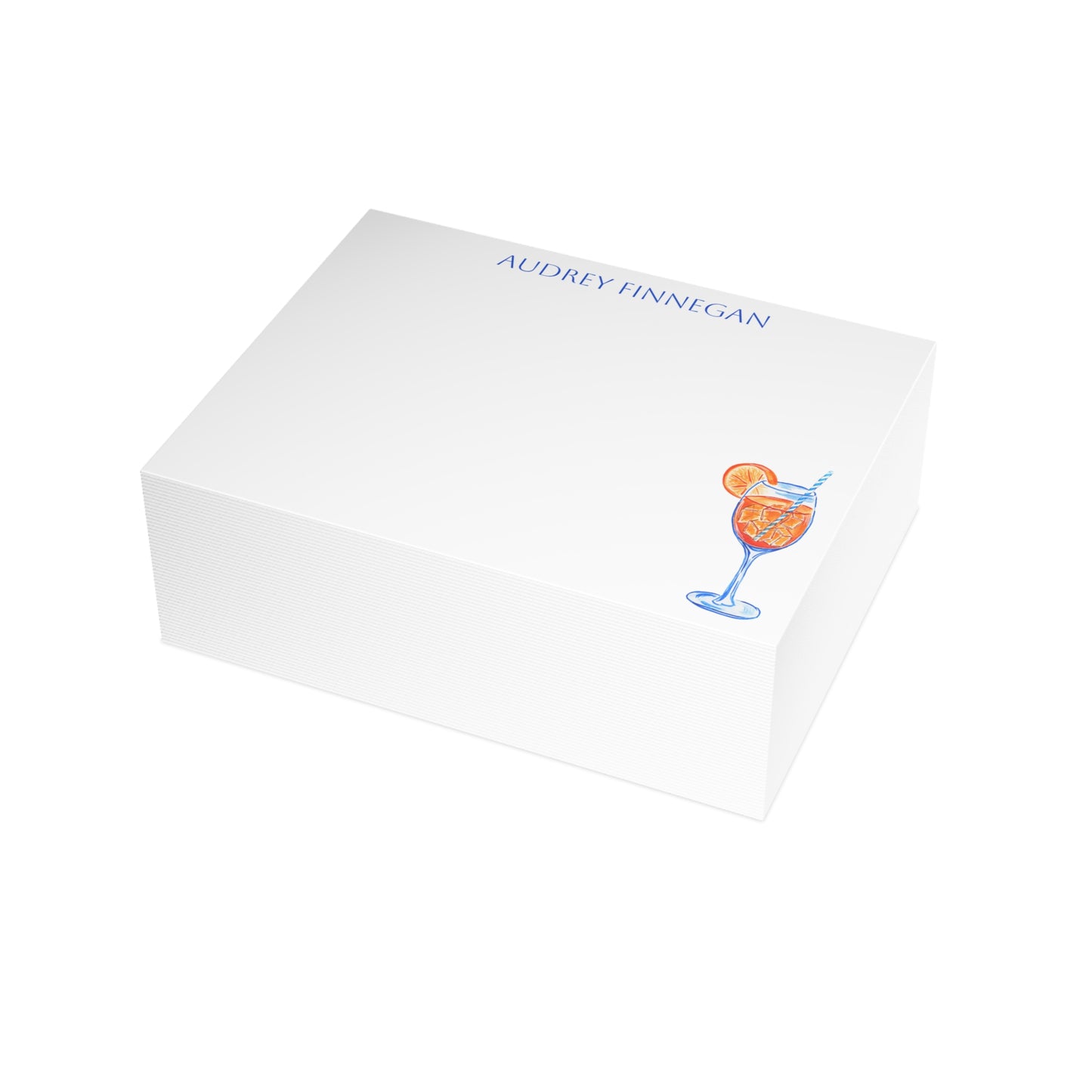 Stationery | Personalized Custom Watercolor Orange & Blue Aperol Spritz Flat Cards with Envelopes | Thank You Bridal Shower Bachelorette