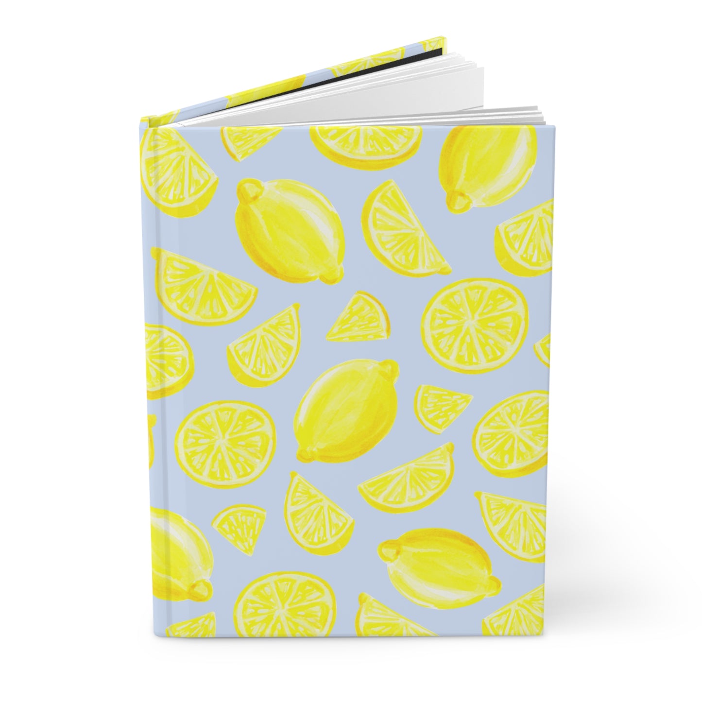 Yellow Lemons Watercolor Illustrated Light Pink Hardcover Journal Matte 8"x 5.75"