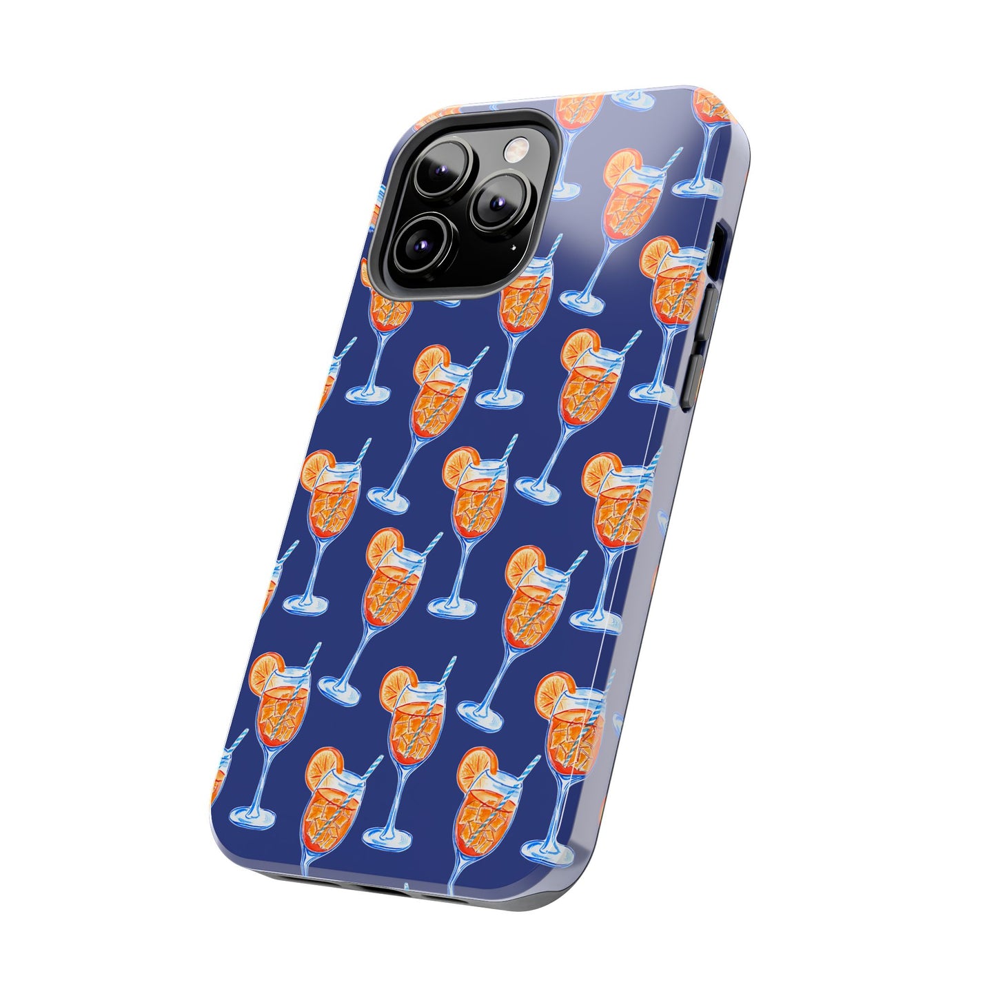 Orange & Blue Aperol Spritz Watercolor Pattern Navy Tough Case | Various Models