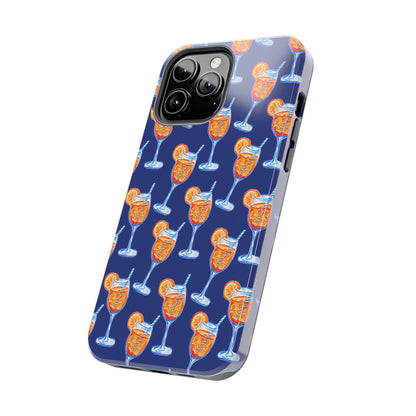 Orange & Blue Aperol Spritz Watercolor Pattern Navy Tough Case | Various Models