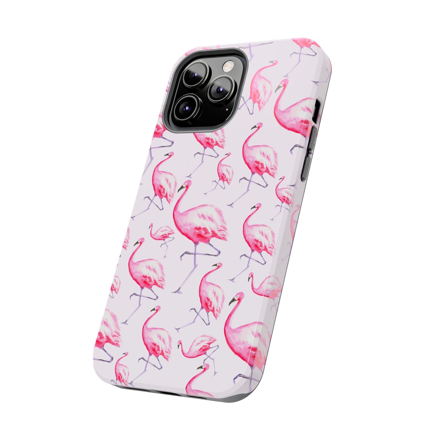 Pink Flamingos Watercolor Illustrated Tossed Pattern Blush Phone Case | Various Models