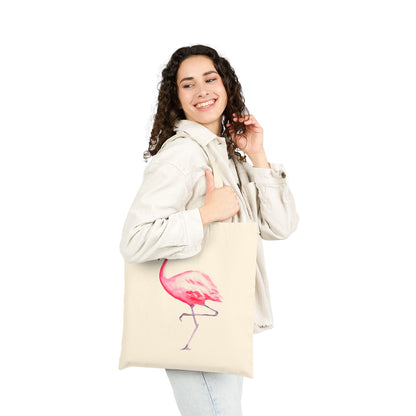 Pink Flamingo Watercolor Illustrated Canvas Tote