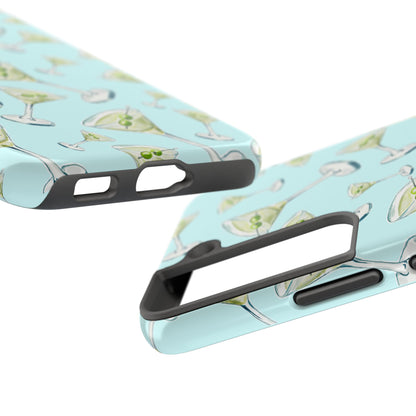 Watercolor Blue and Green Martinis Tossed Illustrated Pattern Turquoise Blue Tough Phone Case | Various Models