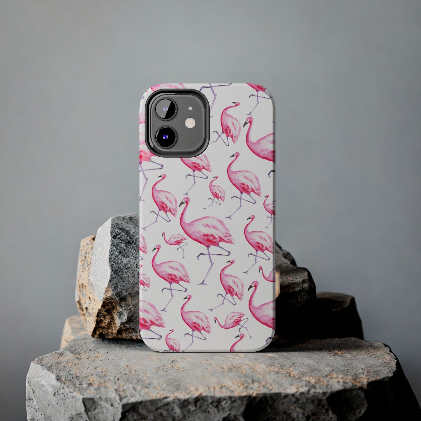 Hot Pink Flamingos Watercolor Illustrated Tossed Pattern Phone Case | Various Models
