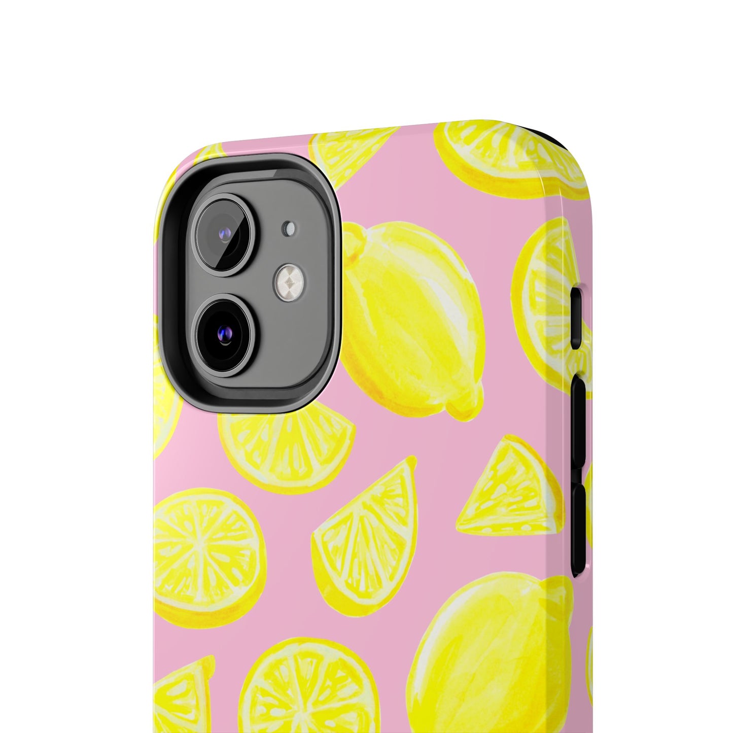 Bright Yellow Lemons Watercolor Illustrated Tossed Pattern Light Pink Tough Phone Case | Various Models