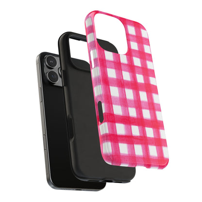 Hot Pink Gingham Watercolor Preppy Tough Phone Case | Various models