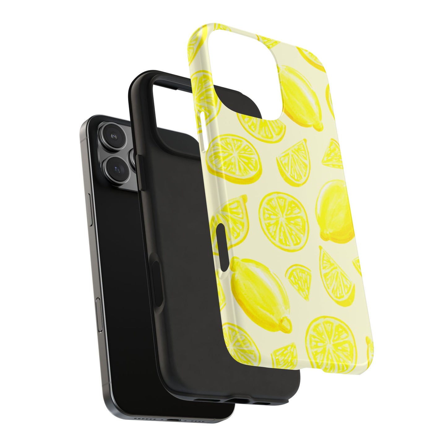 Bright Yellow Lemons Watercolor Illustrated Tossed Pattern Pale Yellow Tough Phone Case | Various Models