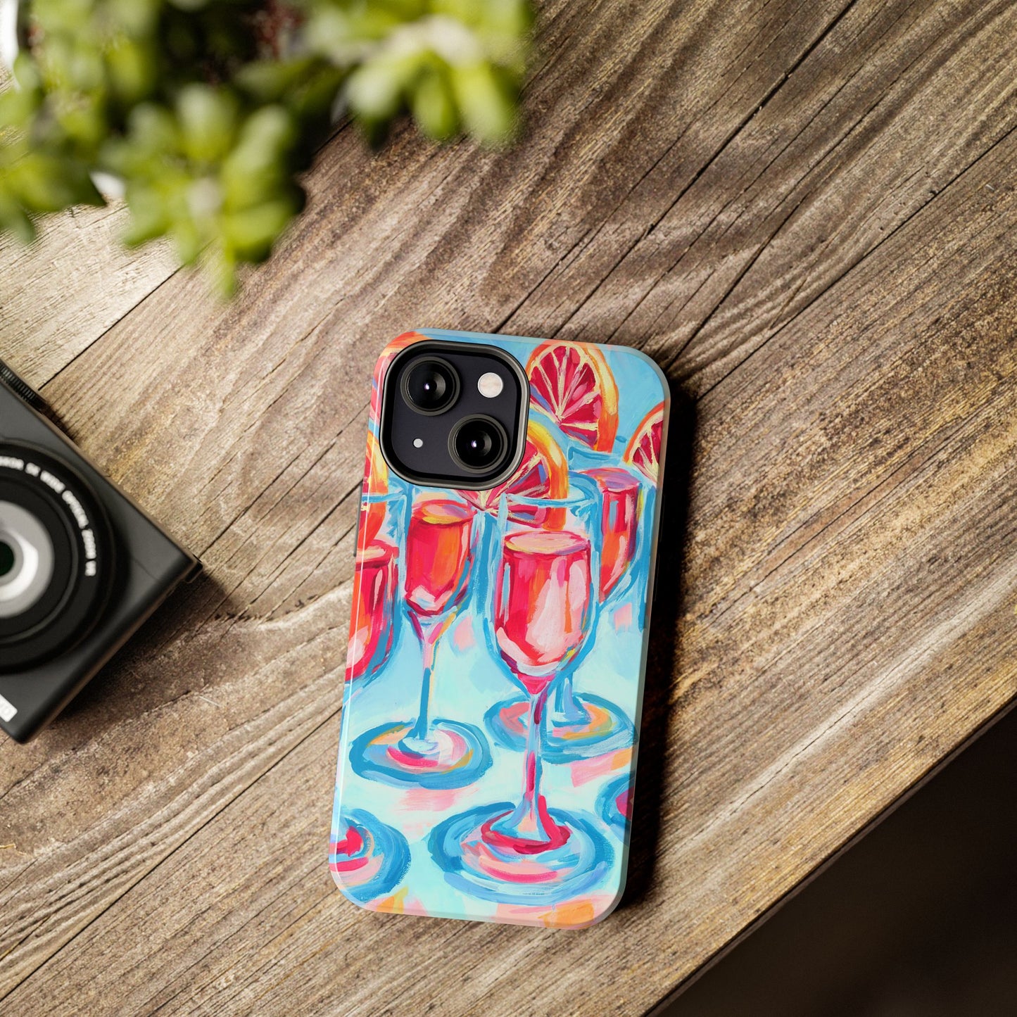 Pink Blood Orange Mimosas Blue Champagne Flute Acrylic Tough Phone Case | Various Models Available