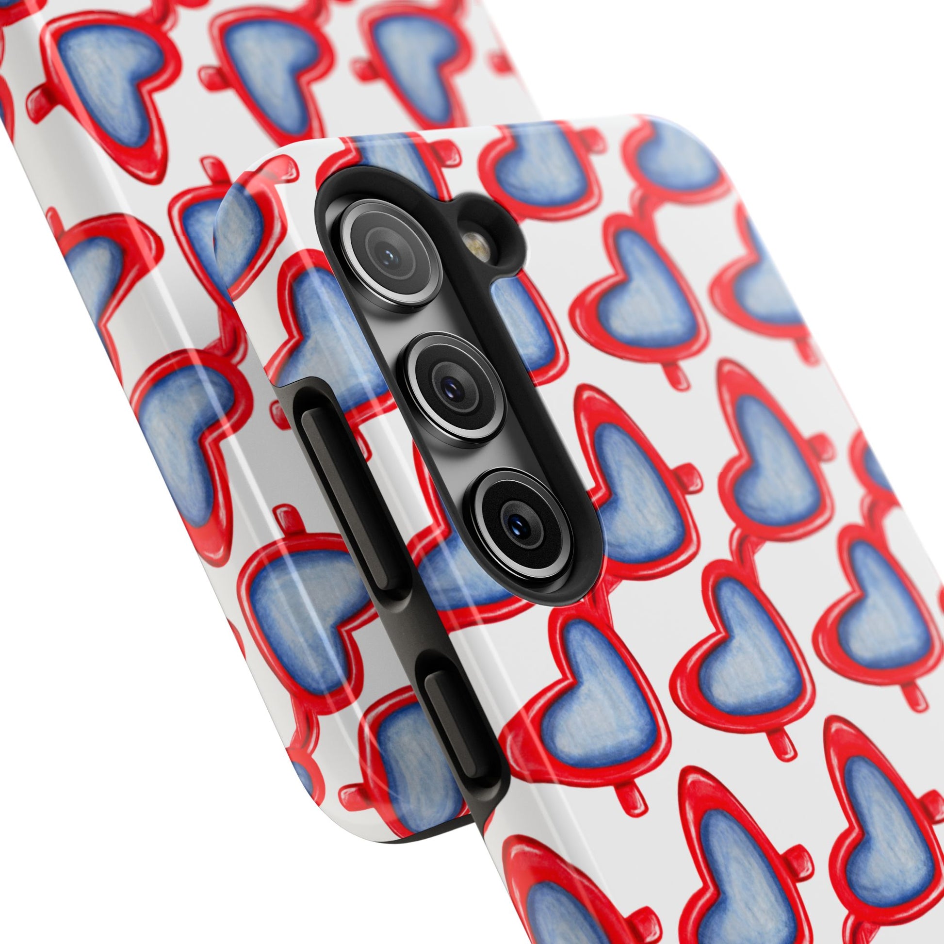Red Heart Shaped Sunglasses Watercolor Illustrated Tough Phone Case | Various Models