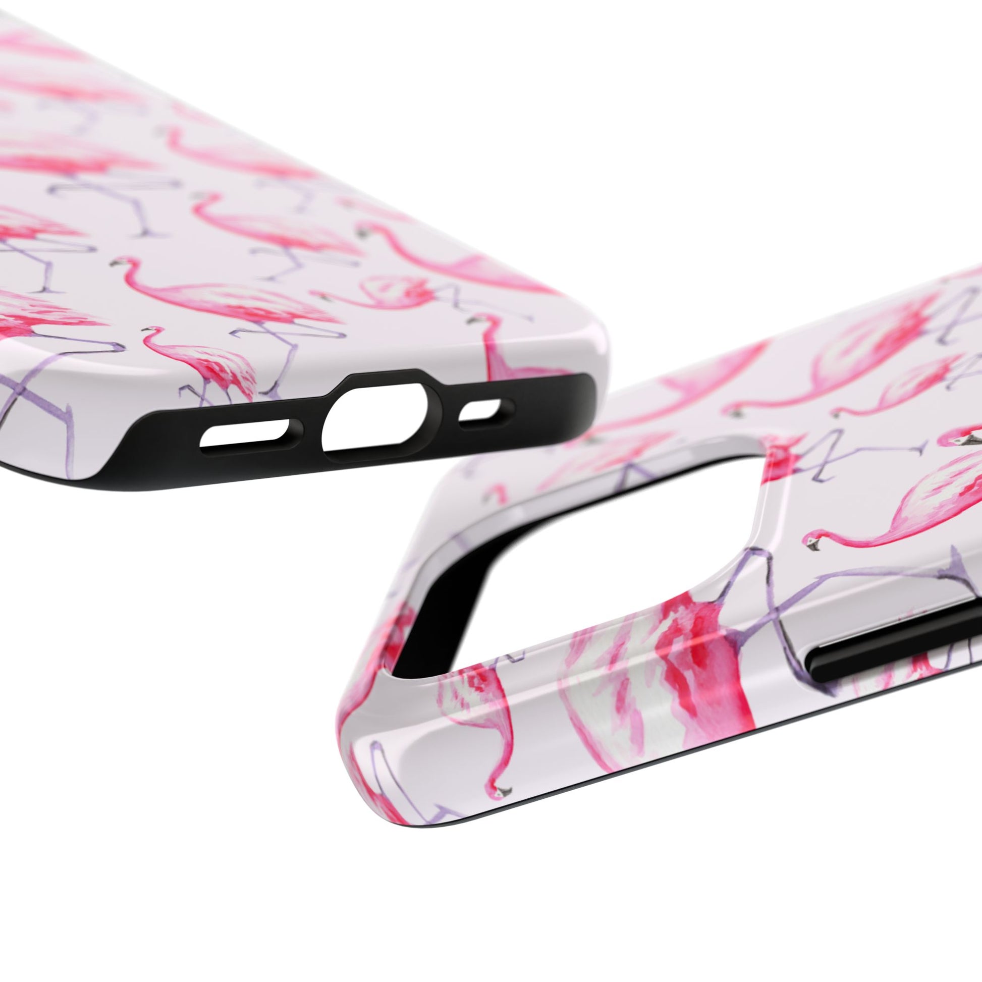 Pink Flamingos Watercolor Illustrated Tossed Pattern Blush Phone Case | Various Models