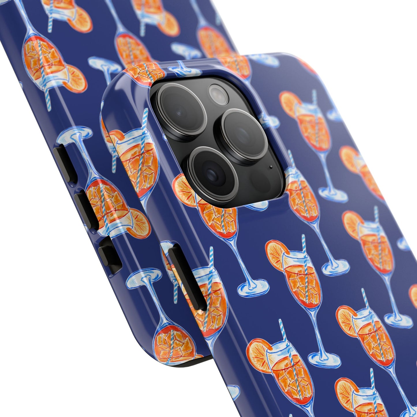 Orange & Blue Aperol Spritz Watercolor Pattern Navy Tough Case | Various Models