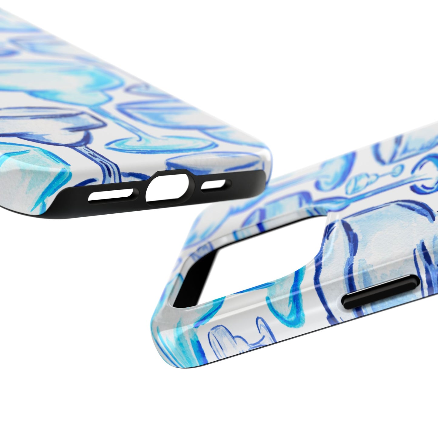 Coastal Shades of Blue Watercolor Margaritas Tough Phone Case | Various Models Available