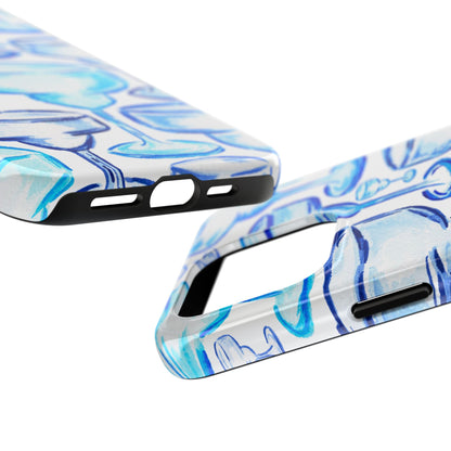Coastal Shades of Blue Watercolor Margaritas Tough Phone Case | Various Models Available